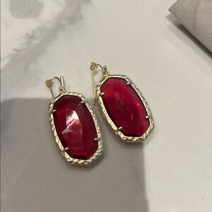 Kendra Scott Ella Red and Gold Earrings Rare